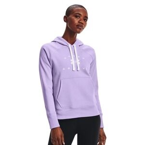 UNDER ARMOUR Rival Fleece Hoodie Womens XS Purple Logo Athleisure Sweatshirt